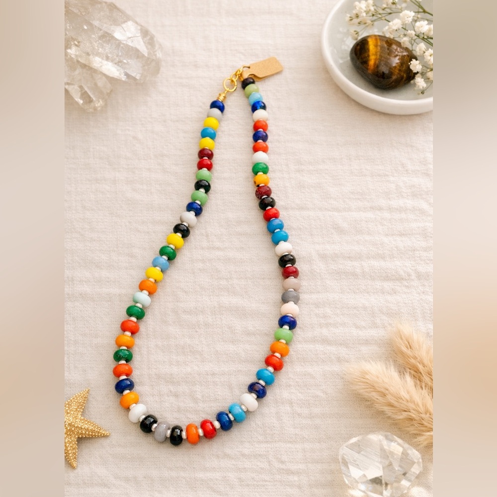 Colorful Beaded Necklace - Anthropologie Inspired - “Party” Handmade Glass Beads